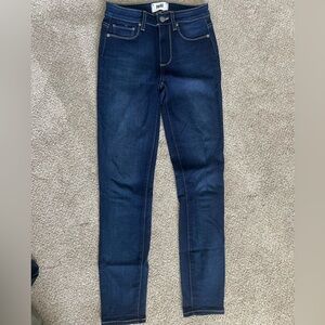 Dark wash Paige hoxton ankle skinny jeans white stitching size 25